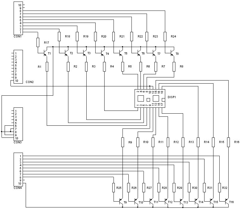Schéma zapojení desky se 7-segmentovým dvoumístným displejem