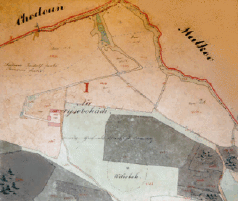 Vez katastrln mapy (tzv. indikan skici) Vyeboh kolem roku 1850